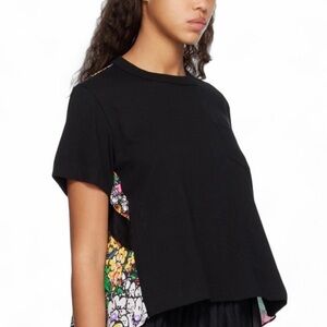 SACAI Floral Print Back Cotton Patch Pocket T-Shirt